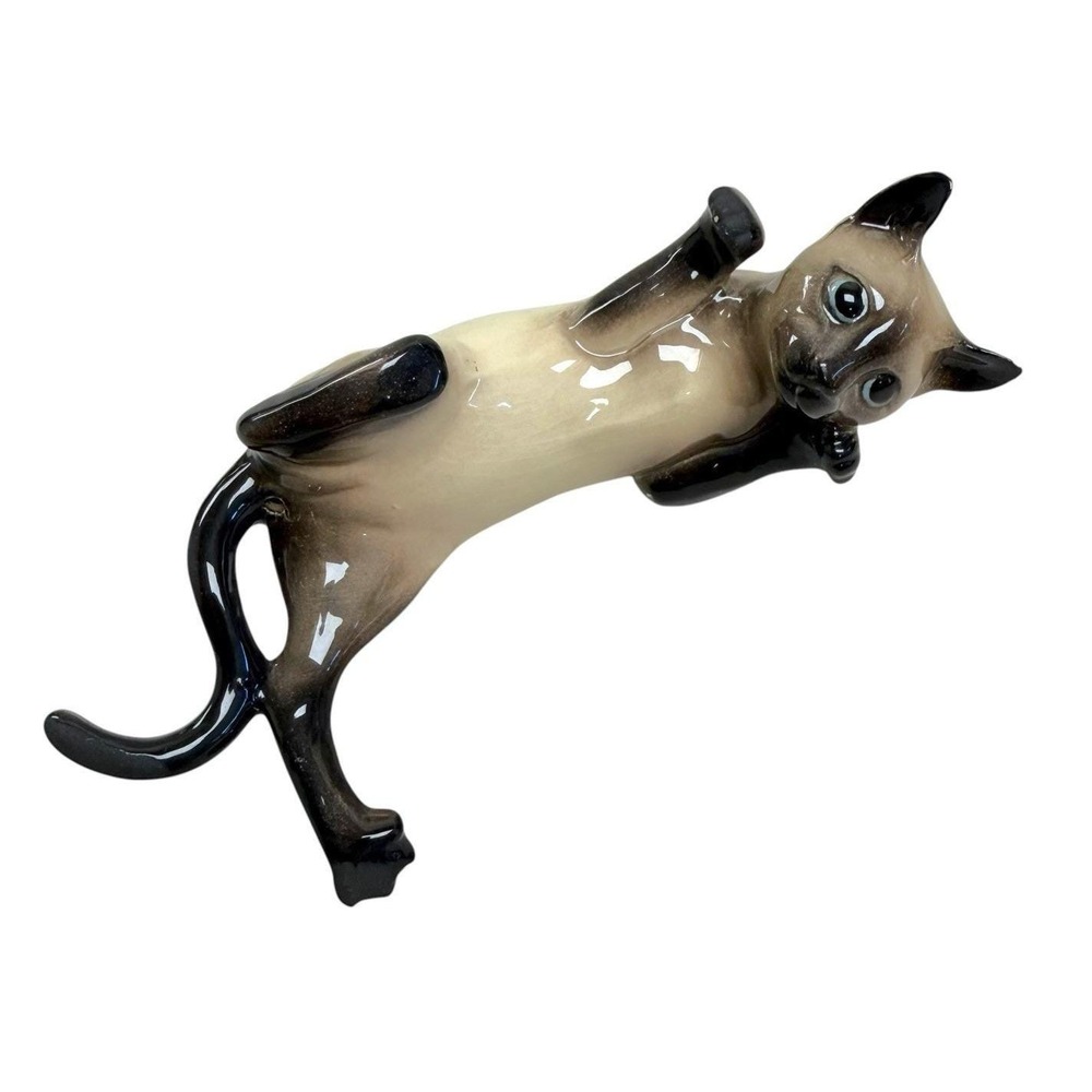 Vintage Ceramic Siamese Cat Climbing Kitty Hang On Bowl Or Plant - CUTE!